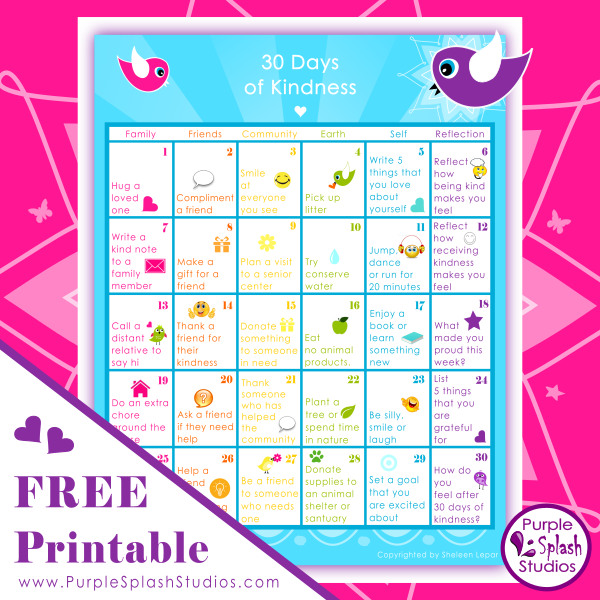 Free Printable for Families or Kids: Kindness Calendar