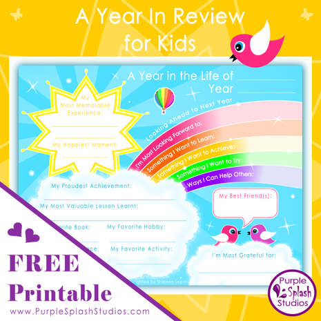Free Printable for Families or Kids: A Year in Review 