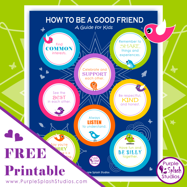 Free Printable for Families or Kids: How to be a Good Friend Poster