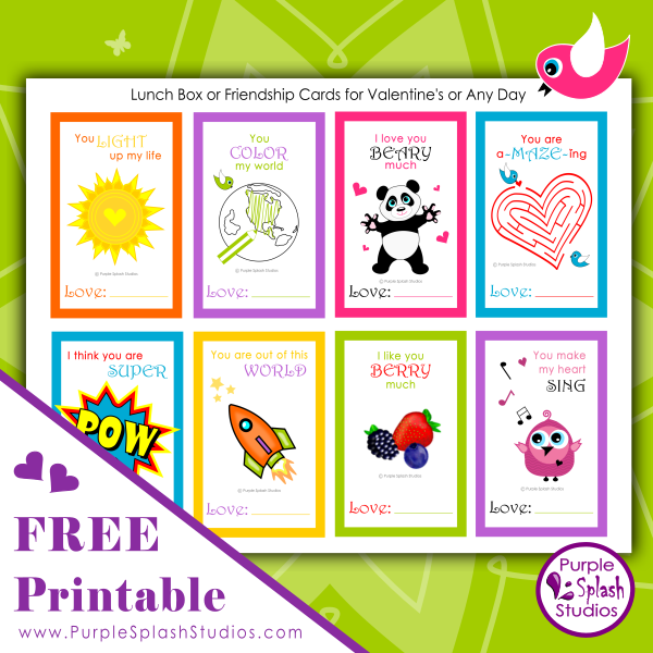 Free Printable for Families or Kids: Lunch Box or Friendship Cards