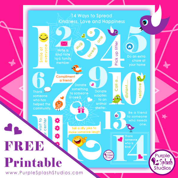 Free Printable for Families or Kids: Spread the Kindness, Love and Happiness Poster