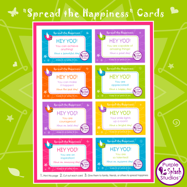 Free Printable for Families or Kids: Spread the Happiness Cards (Random Act of Kindness)