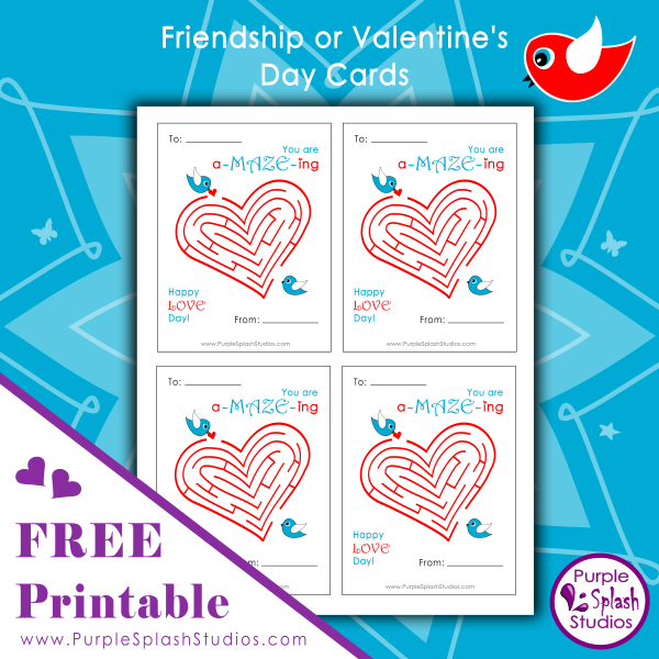 Free Printable for Families or Kids: Friendship or Valentines Day Cards